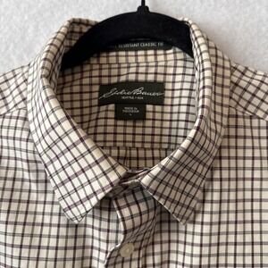 Eddie Bauer Shirt Wrinkle Resistant Classic Fit Long Sleeve Check Plaid Shirt L